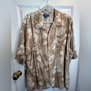 Puritan Men's Tan Leaf Print Shirt